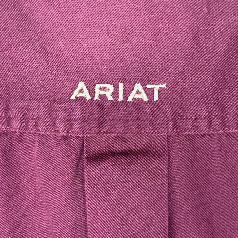 Ariat Shirt Mens 2XL Purple Solid Long Sleeve Twill Button Up Western - Picture 7 of 11